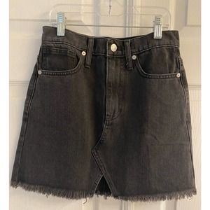 Madewell Rigid Denim A Line Black Mini Skirt Size 24